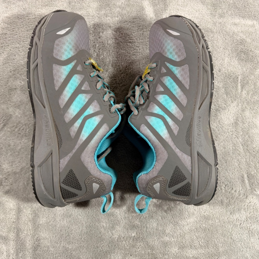 Nautilus‎ Safety Footwear Shoes Womens 8.5M Grey Teal Composite Toe ESD N2485M - Picture 8 of 9